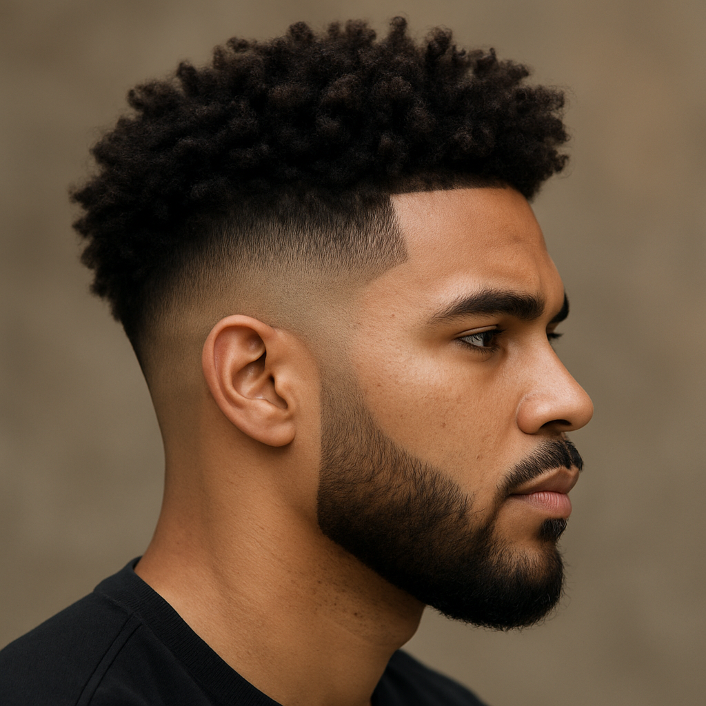Burst fade haircut for curly hair