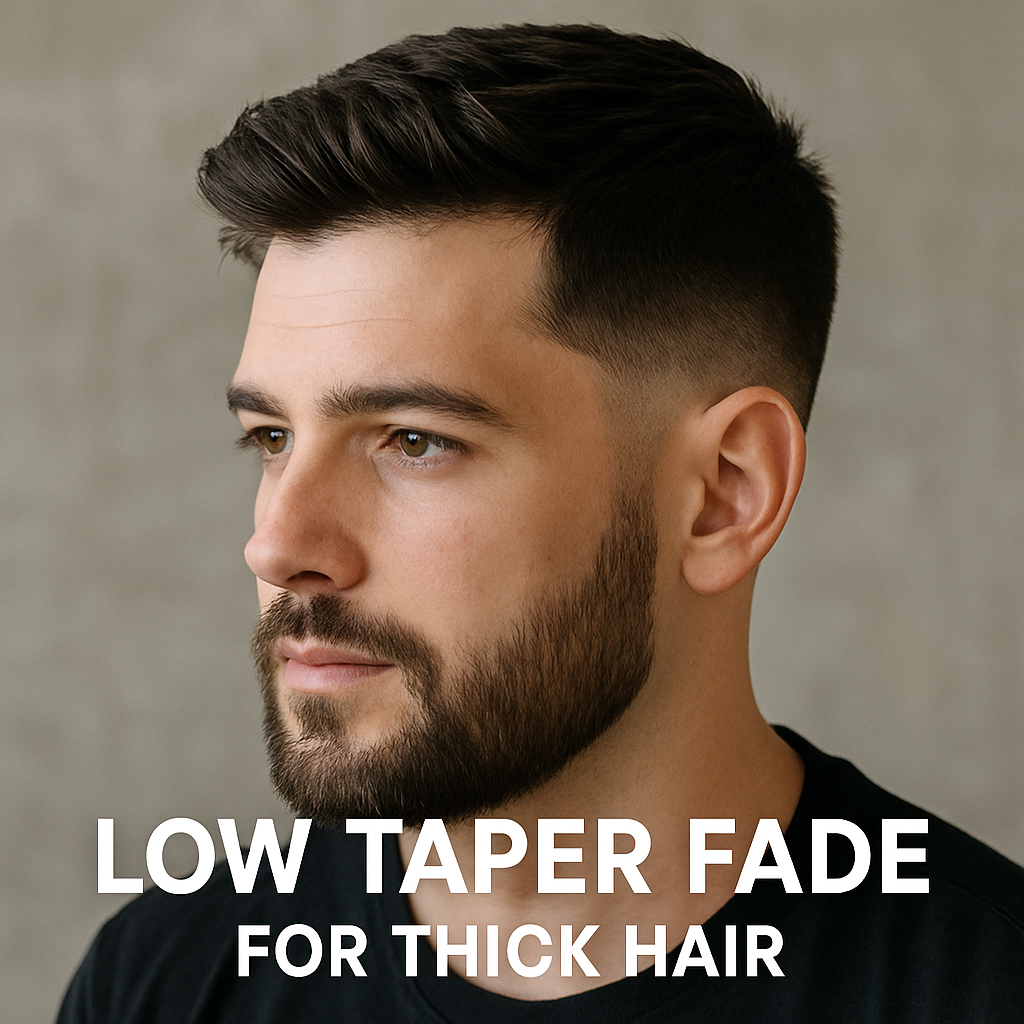 Low taper fade for thick hair